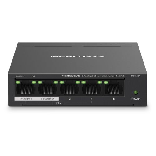 Mercusys MS105GP 5-Port Gigabit PoE+ Switch | 65W | Steel Case Mercusys MS105GP 5-Port Gigabit PoE+ Switch | 65W | Steel Case